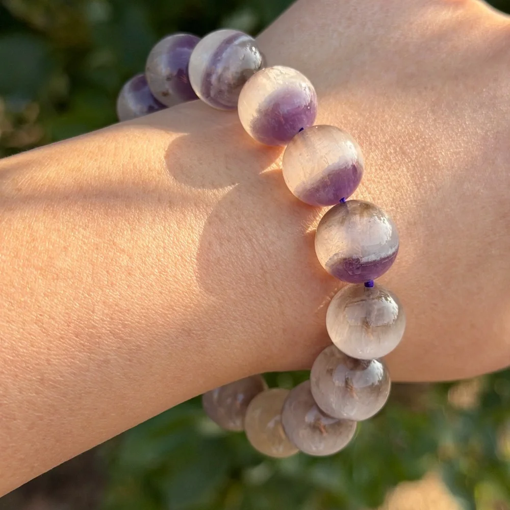 14mm‎ stretchable half half dream amethyst bracelet 1158